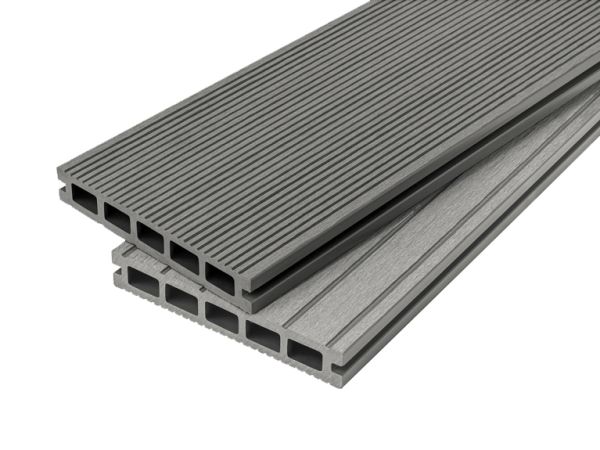 4m Hollow Grooved Composite Decking Board in Mixed Grey