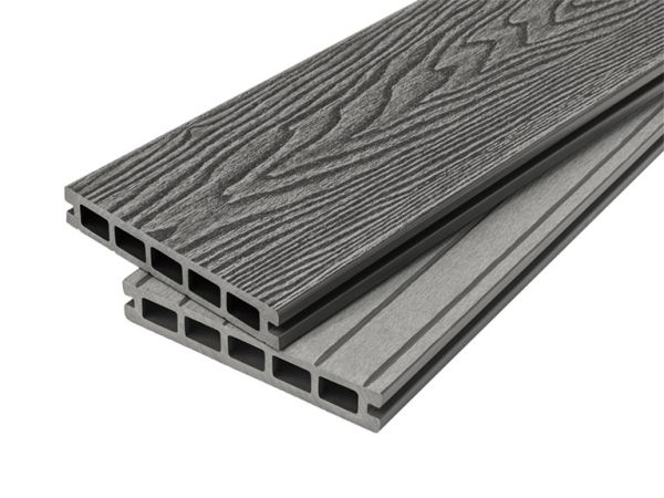 4m Woodgrain Effect Composite Decking Board in Mixed Grey