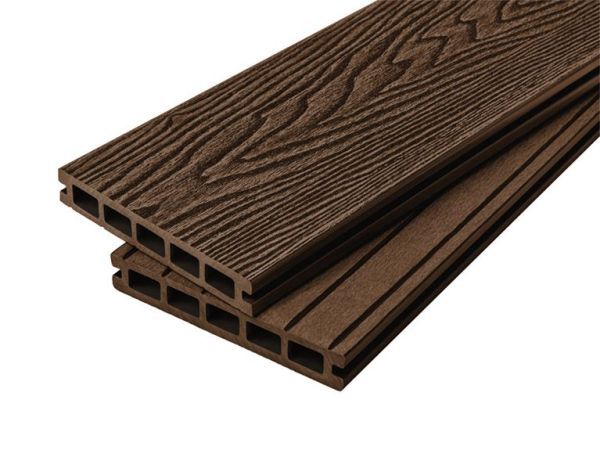 2.4m Woodgrain Effect Composite Decking Board in Coffee
