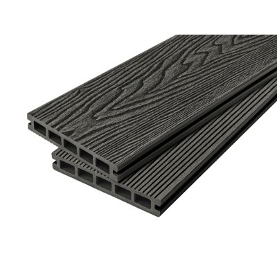 4m Woodgrain Effect Reversible Composite Decking Board in Charcoal