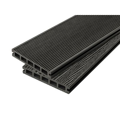 4m Grooved Reversible Composite Decking Board in Charcoal