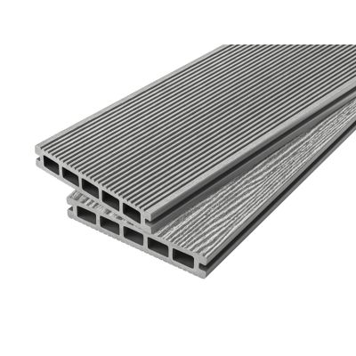 4m Grooved Reversible Composite Decking Board in Light Grey