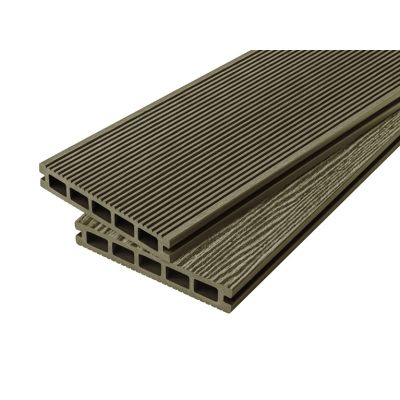 4m Grooved Reversible Composite Decking Board in Olive Green