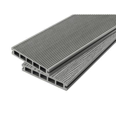 4m Grooved Reversible Composite Decking Board in Stone Grey