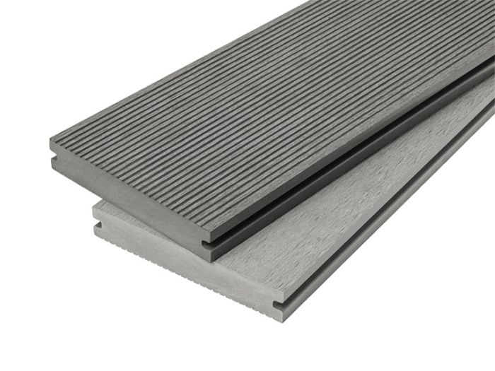 4m Solid Grooved Composite Decking Board in Mixed Grey