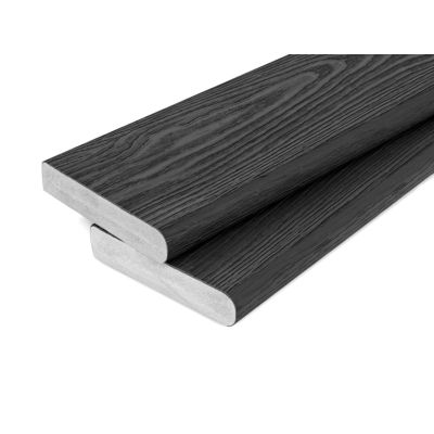 PVC-ASA Bullnose board 150x32mm Woodgrain sanding Black 3.6m