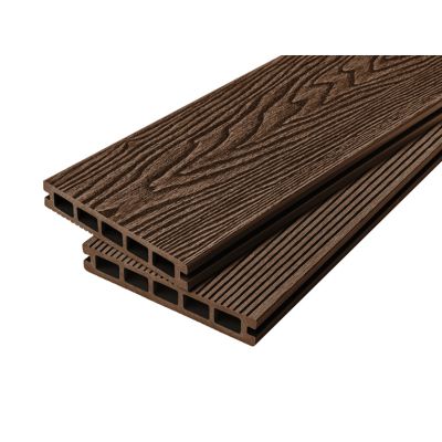 4m Woodgrain Effect Reversible Composite Decking Board in Coffee