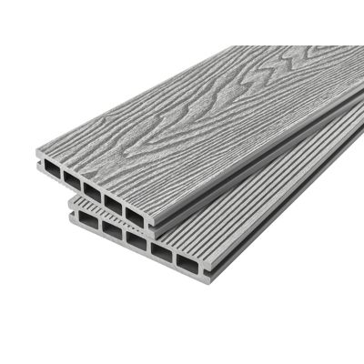 4m Woodgrain Effect Reversible Composite Decking Board in Light Grey