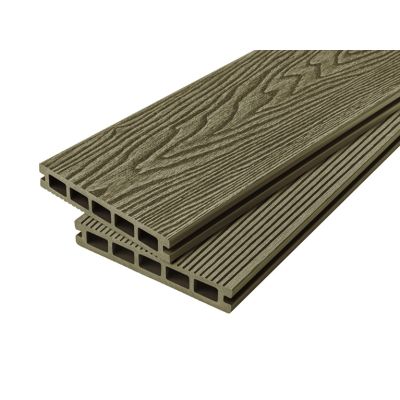4m Woodgrain Effect Reversible Composite Decking Board in Olive Green