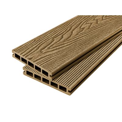 4m Woodgrain Effect Reversible Composite Decking Board in Teak