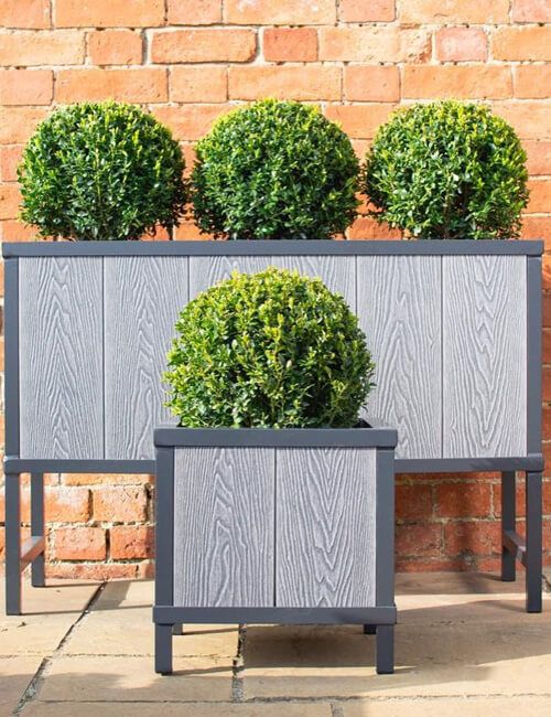 planters created using leftover composite decking offcuts