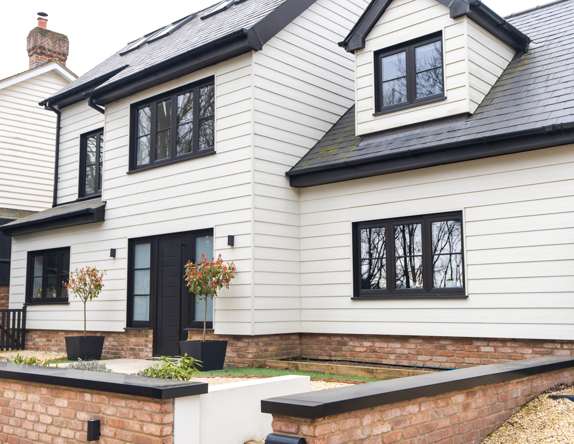 Wider view of the house clad in Cladco fibre cement boards.